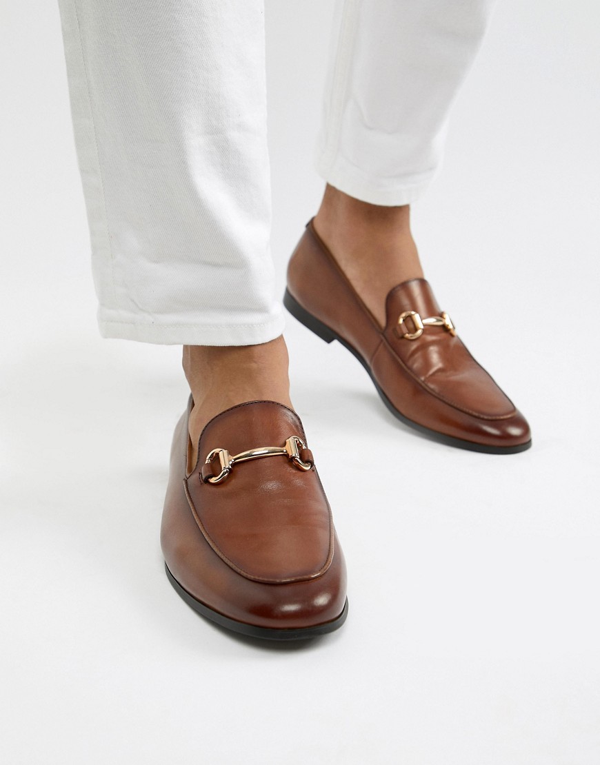 Office Italic bar loafers in tan leather