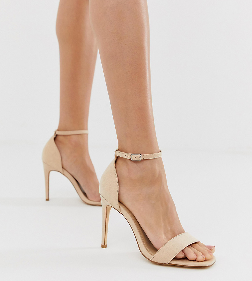 Truffle Collection wide fit stiletto barely there square toe heeled sandals