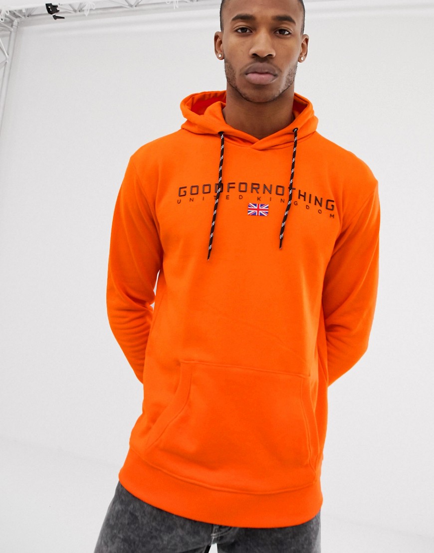 Good For Nothing hoodie in orange with chest logo