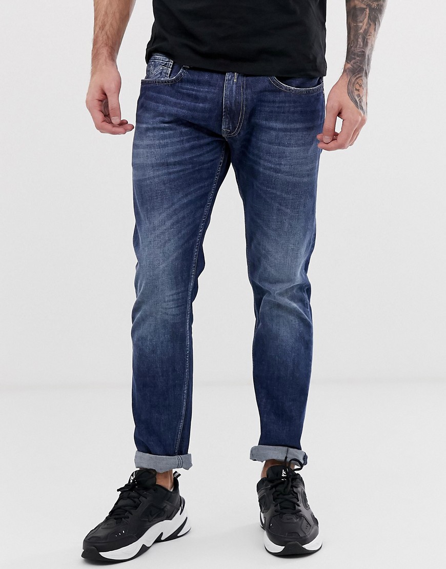 Replay Rob straight tapered jeans in mid wash
