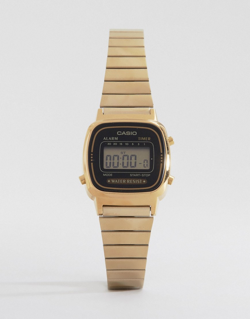 Casio | Casio Black & Gold Mini Digital Watch LA670WEGA-1EF at ASOS