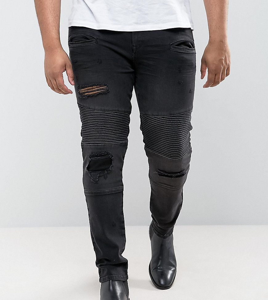 ASOS DESIGN Plus super skinny jeans with abrasions in biker style
