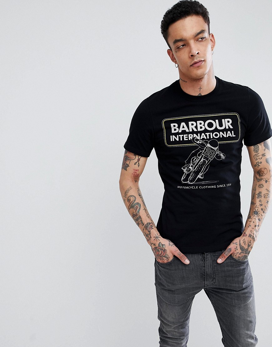 Barbour International side line t-shirt in black