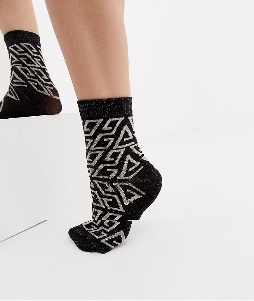 ASOS DESIGN shimmer monogram socks