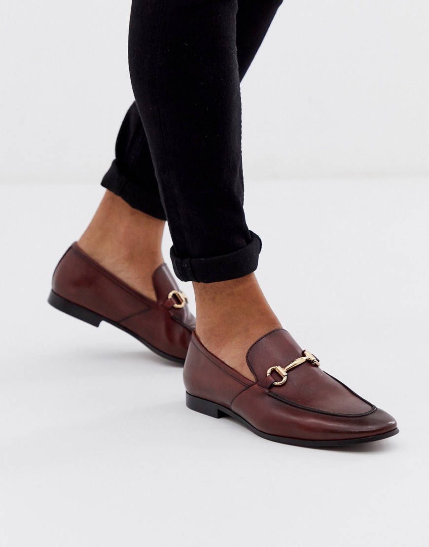 Office lemming bar loafers in burgundy leather