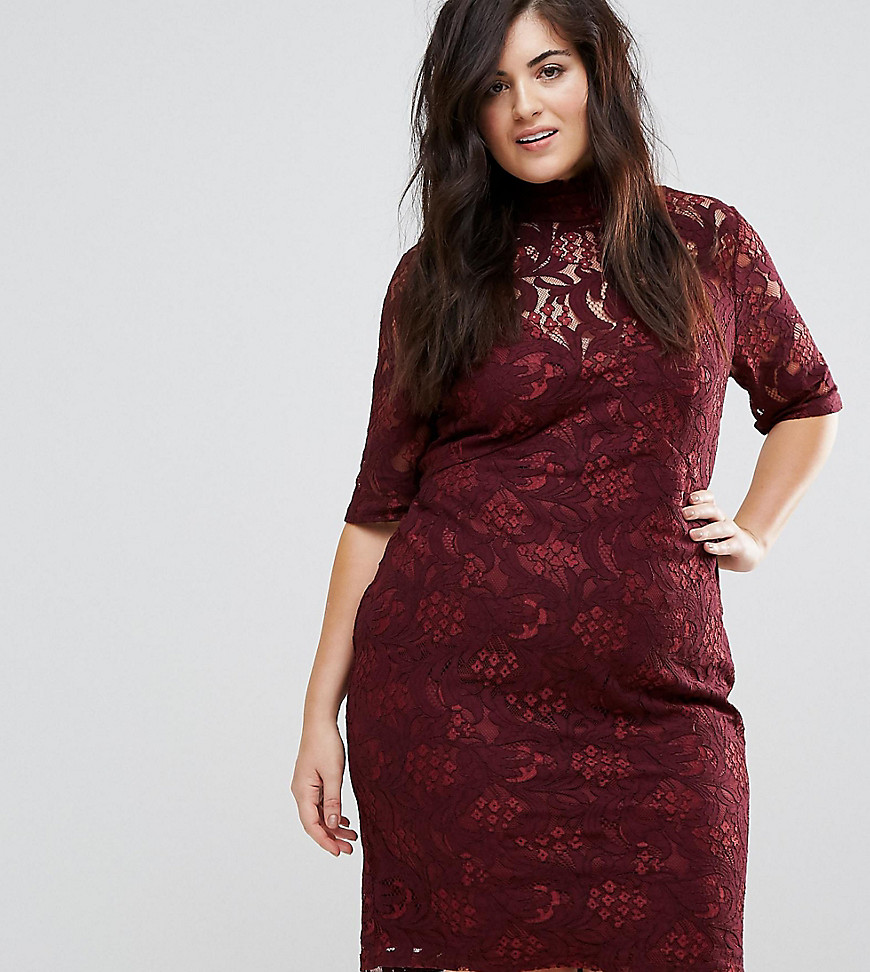 Lovedrobe Allover Floral Lace Pencil Dress With Tie Back Detail