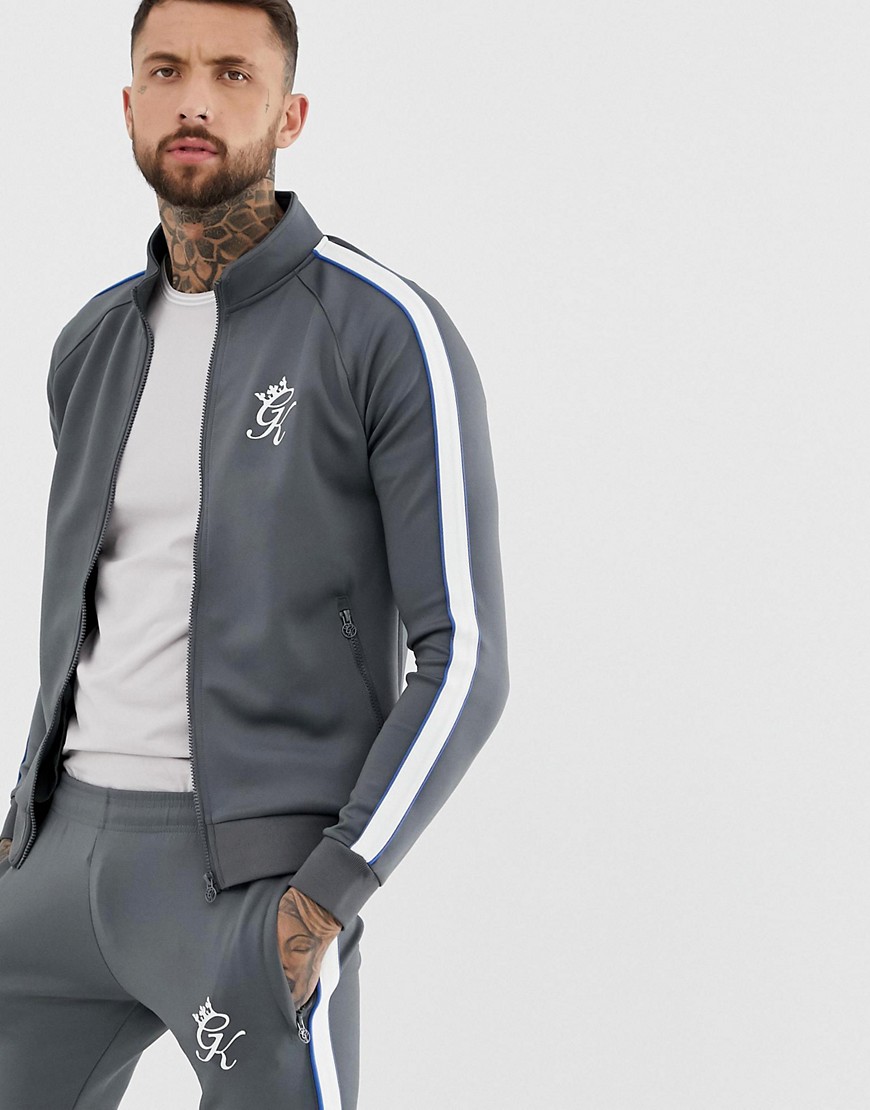 Gym King piped poly funnel neck tracksuit top