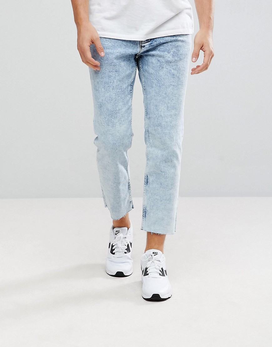 New Look Skate Fit Jeans In Acid Wash Blue - Light blue