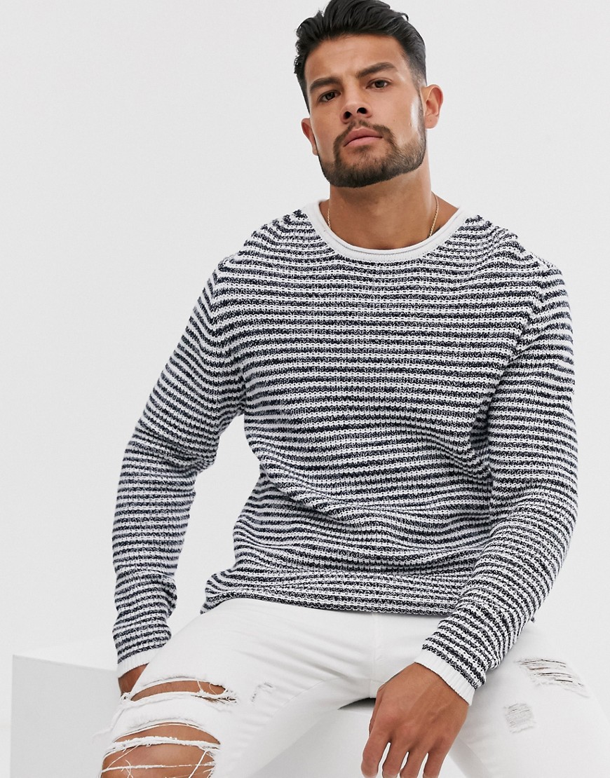 Only & Sons knitted jumper in slub stripe