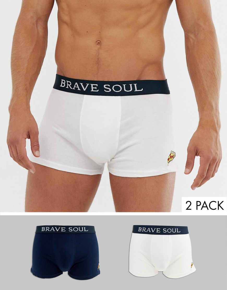 Brave Soul 2 Pack Pizza Embroidery Trunks