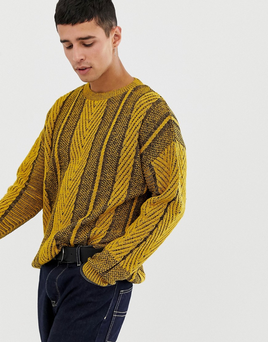 COLLUSION cable knit jumper - Yellow