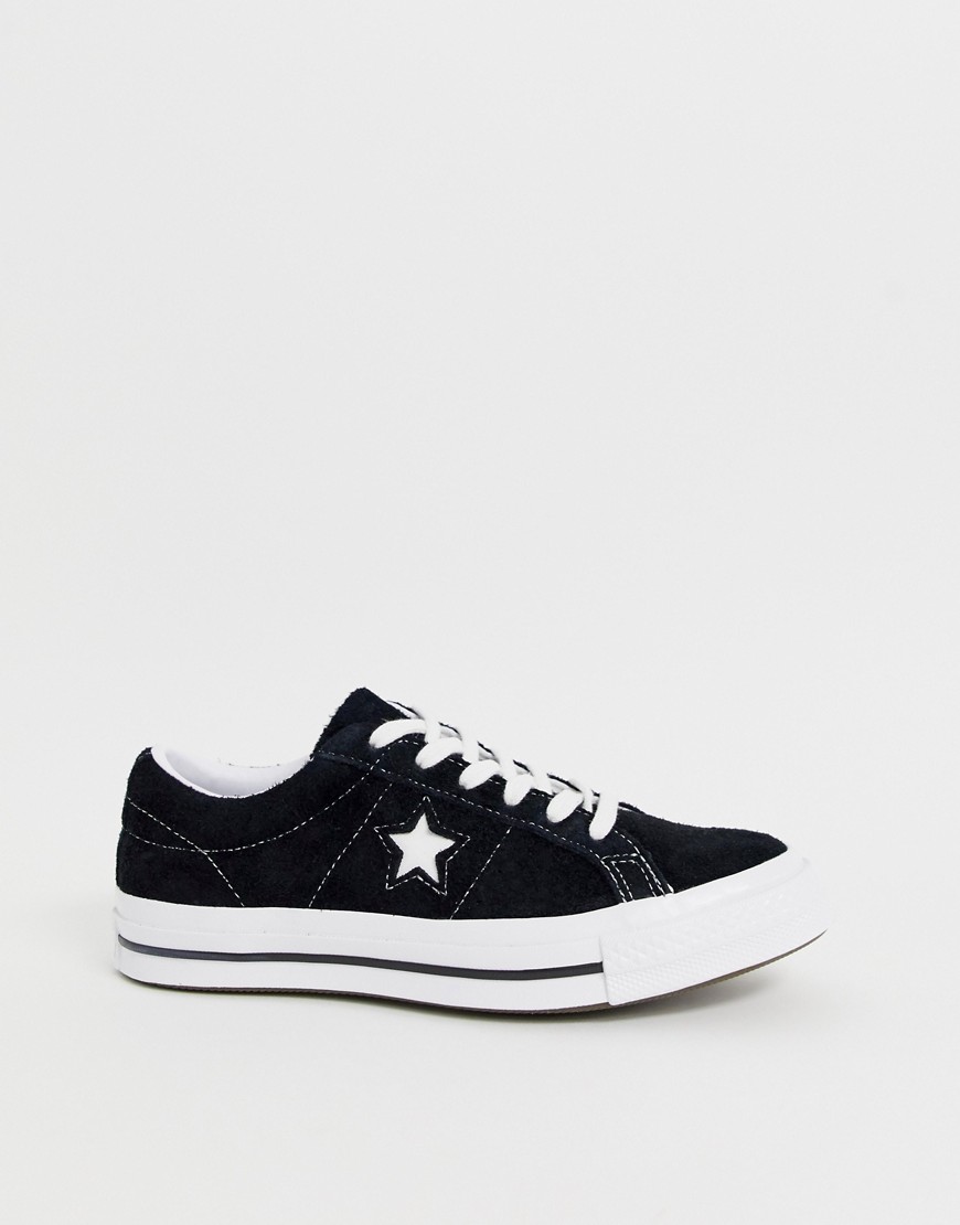 Converse One Star black suede trainers