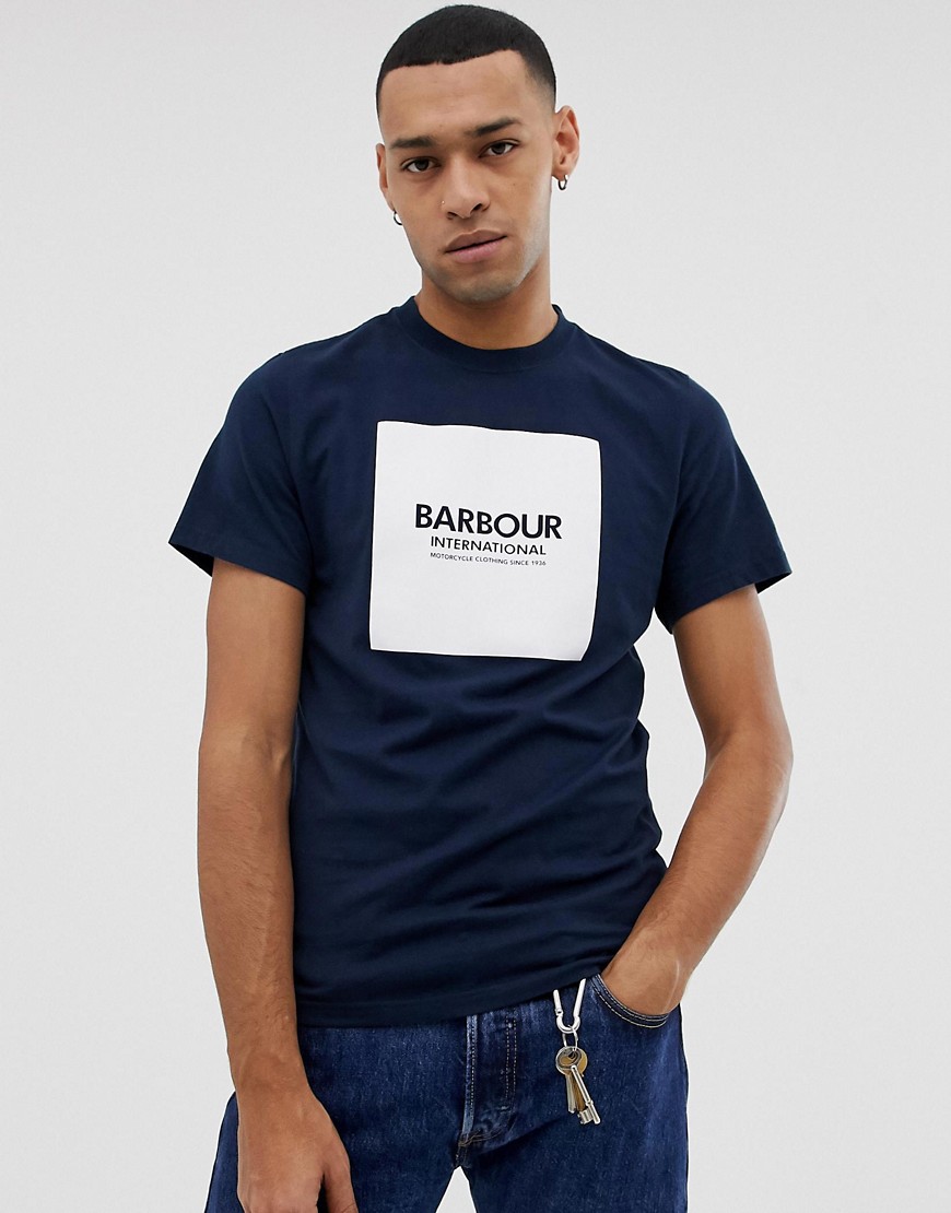 Barbour International square graphic t-shirt in navy