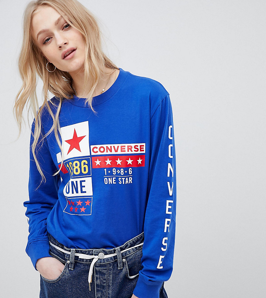 Converse Exclusive One Star Boyfriend Fit Long Sleeve T-Shirt With Badge Logos