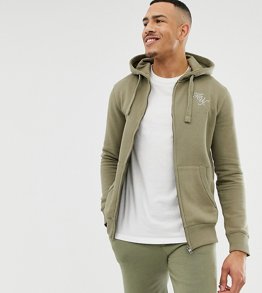French Connection Tall logo hooded zip through