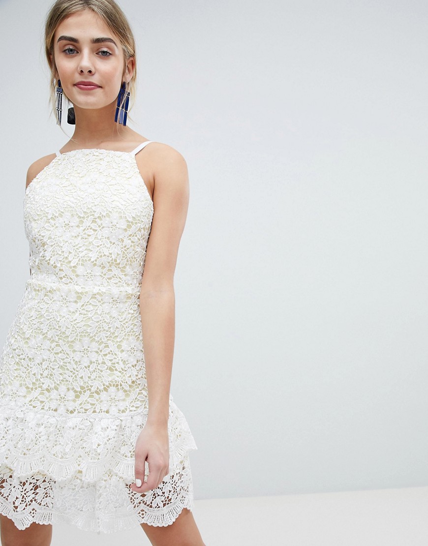 Dolly & Delicious All Over Cutwork Lace Skater Dress With Peplum Hem