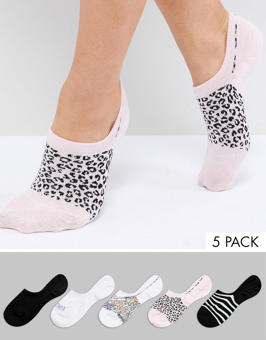 Monki 5 Pack Printed Trainer Socks - Multi