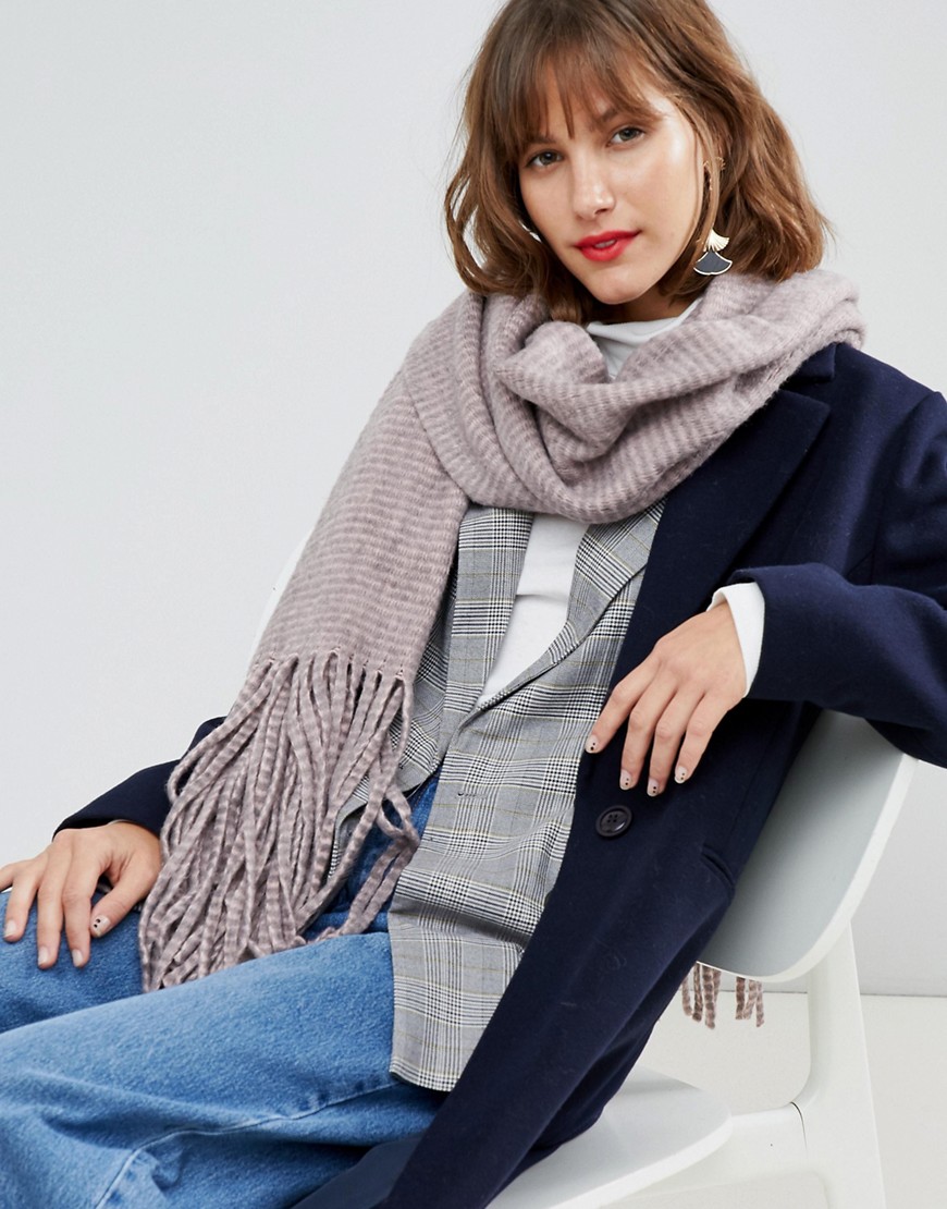 Pieces Stripe Scarf With Long Tassels