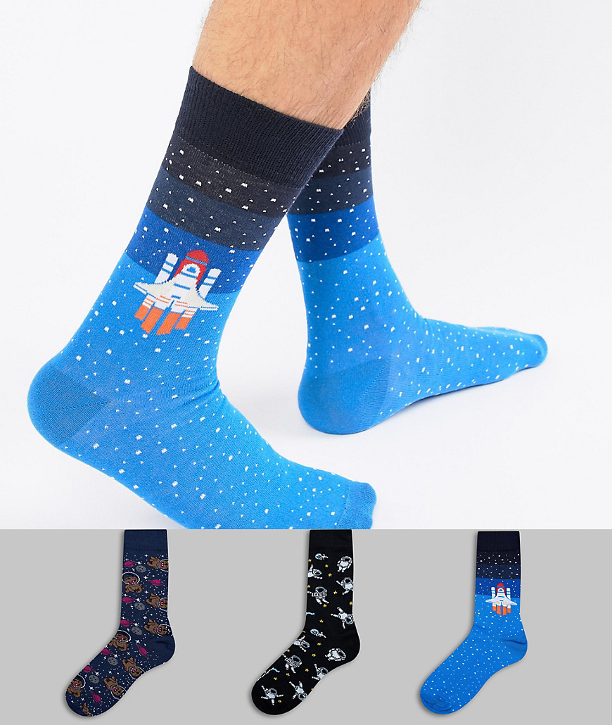 New Look socks with space print 3 pack