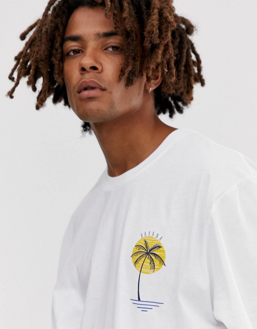 Brooklyn Supply Co extreme relaxed t-shirt with palm print in white
