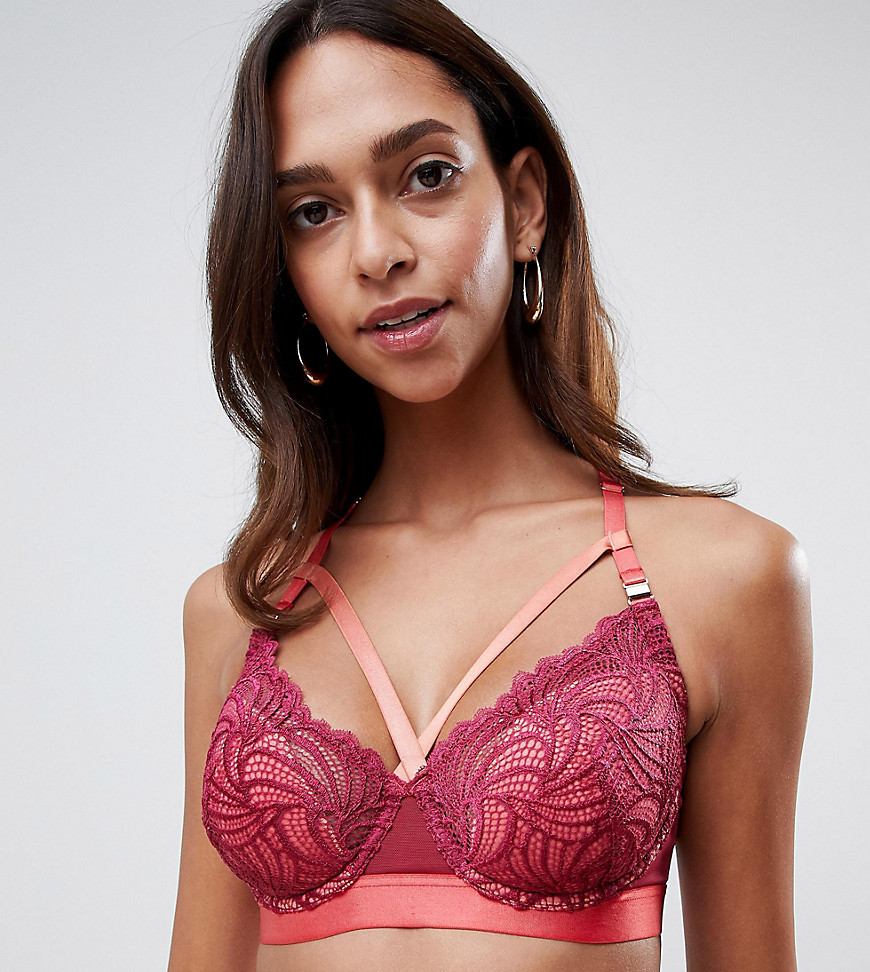 Projectme Nursing Warrior lace strapping flexi wire balconette bra in sangria