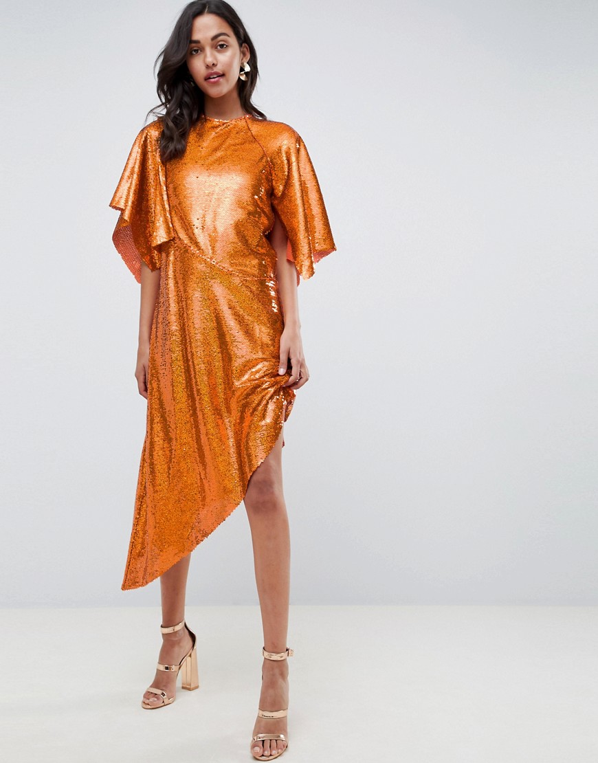 ASOS EDITION Sequin Asymmetric Midi Dress