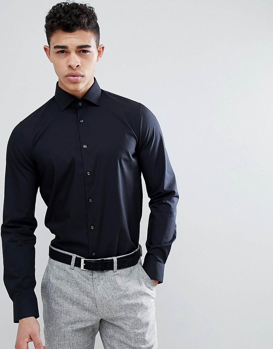 Michael Kors slim fit smart shirt in black with stretch