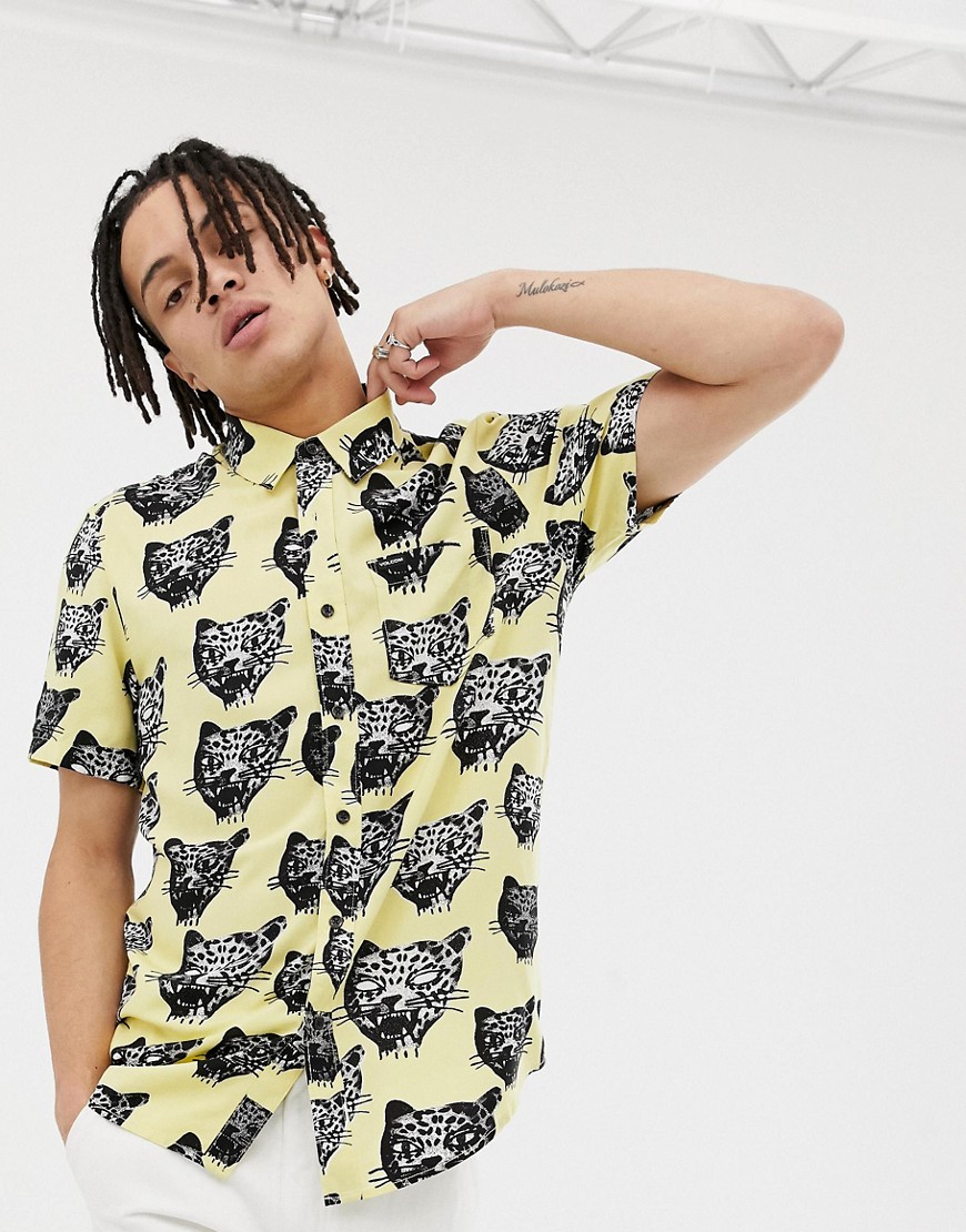 Volcom Ozzie cat shirt in lime