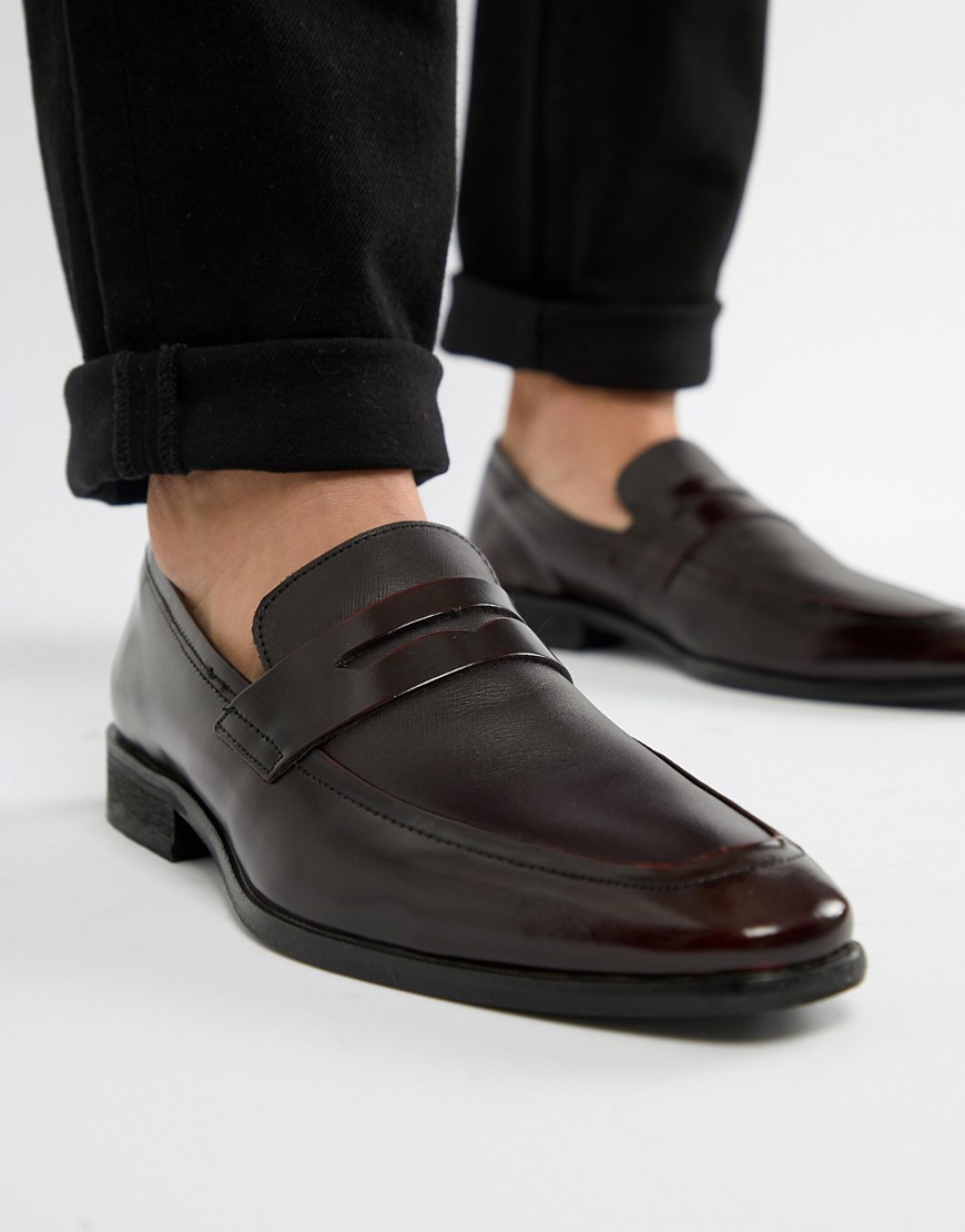 Dune Wing Tip Loafers In Oxblood Leather