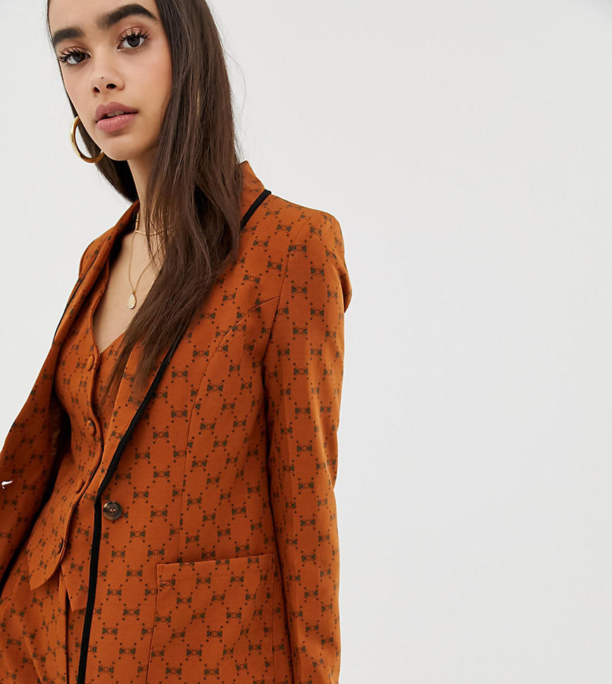 UNIQUE21 blazer with repeat bow print and contrast lapel detail