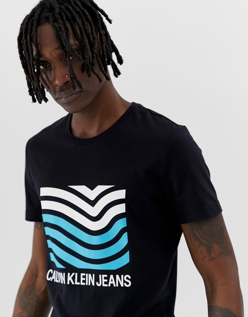 Calvin Klein Jeans modernist wave logo t-shirt black