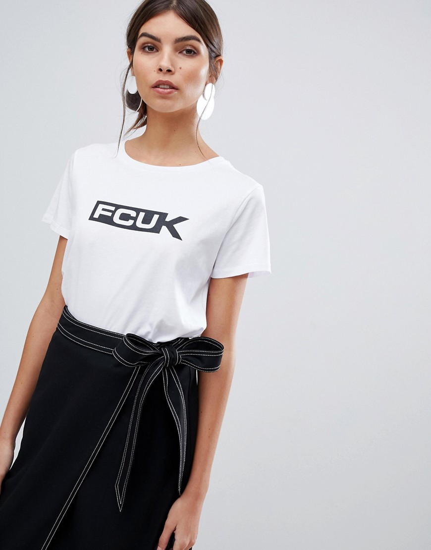 French Connection FCUK bold logo t-shirt - White