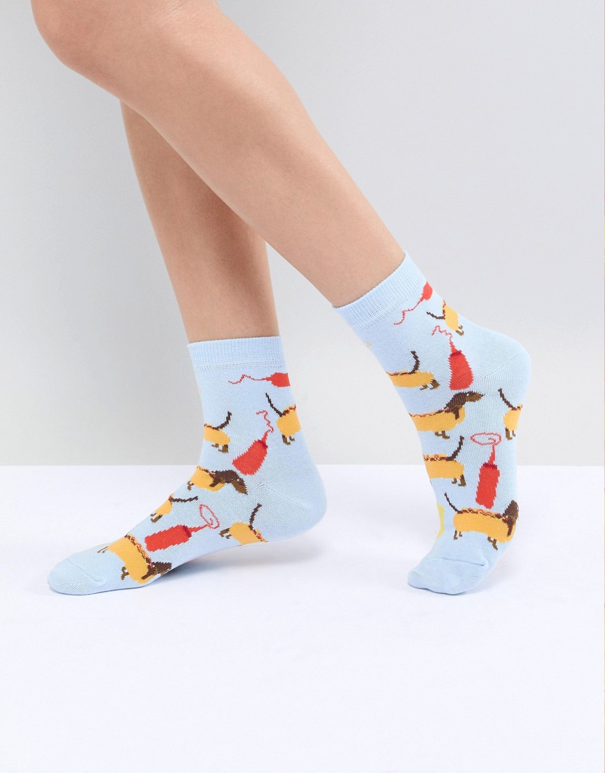 ASOS DESIGN Hotdog Ankle Socks - Baby blue