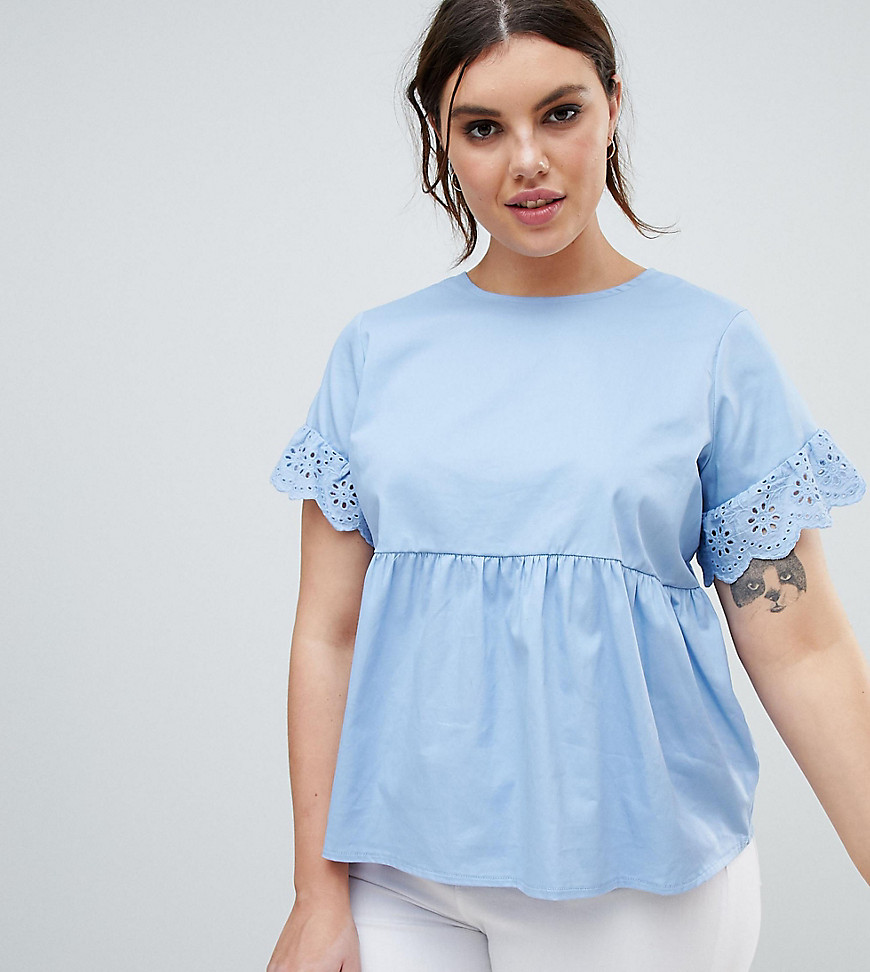 Lost Ink Plus Swing Top With Daisy Trim - Blue