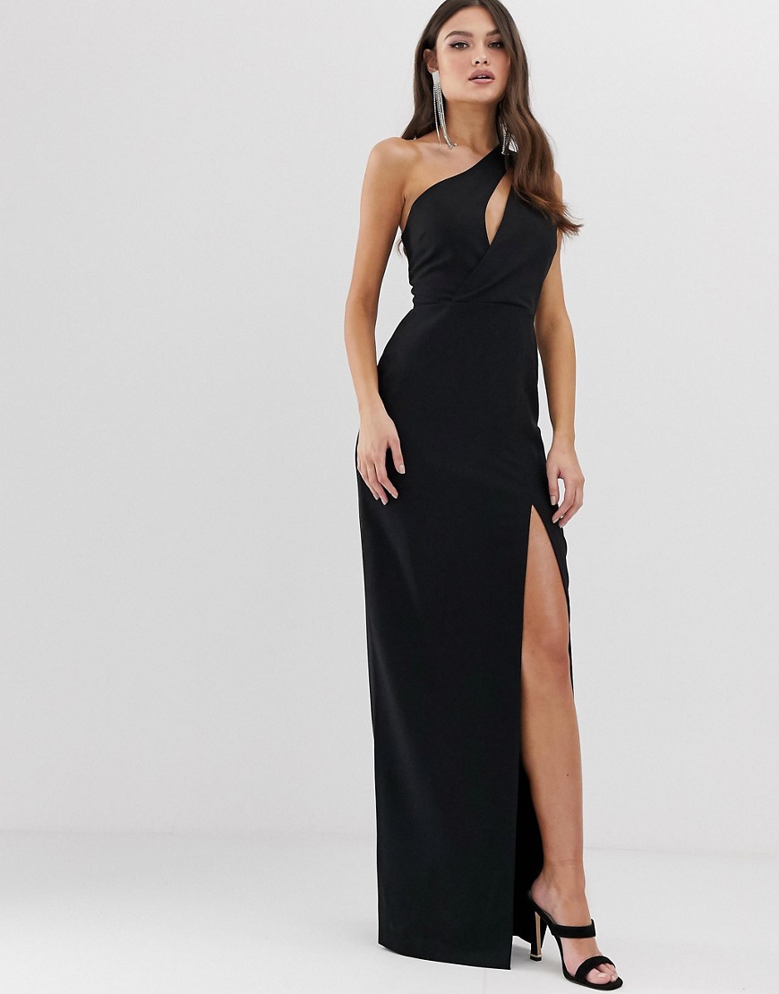 Vesper one shoulder maxi dress in black