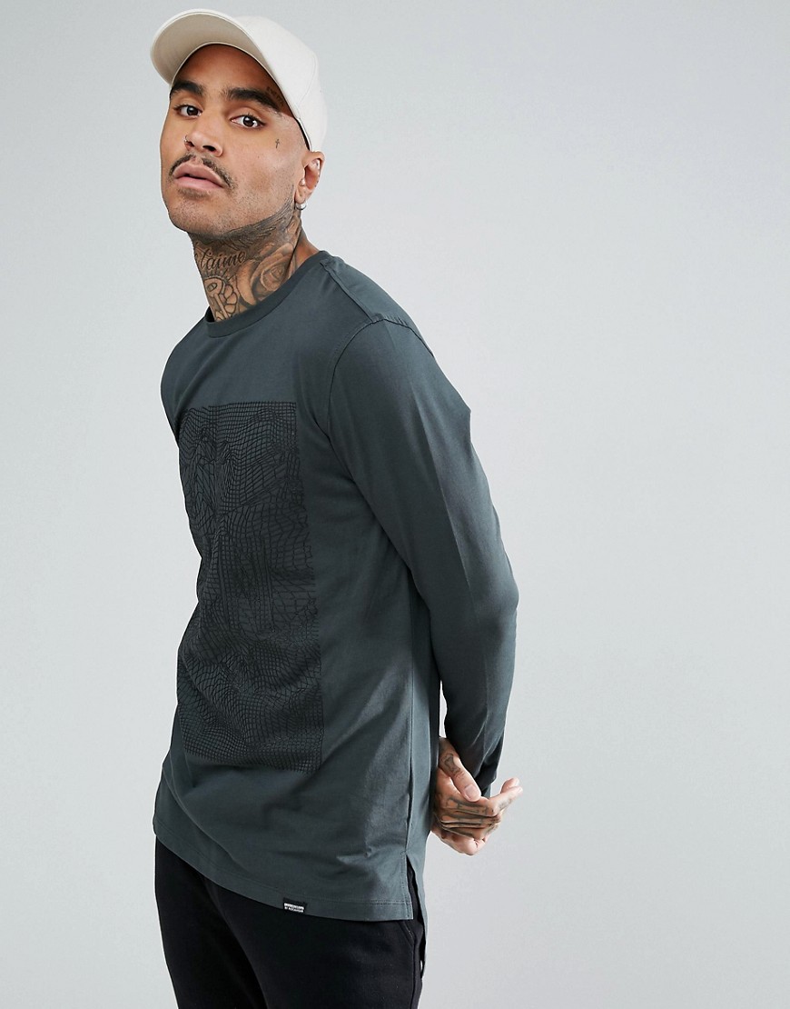 Brooklyns Own Long Sleeve T-Shirt In Black With Grid Print