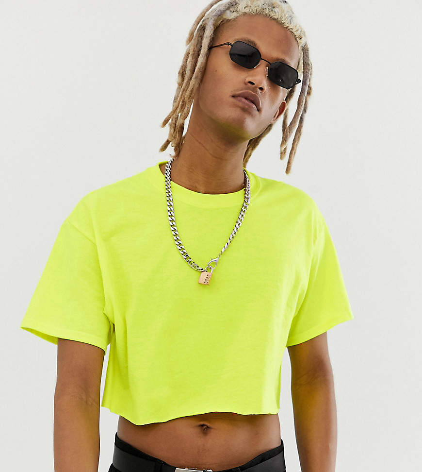Reclaimed Vintage cropped fluorescent t-shirt in yellow