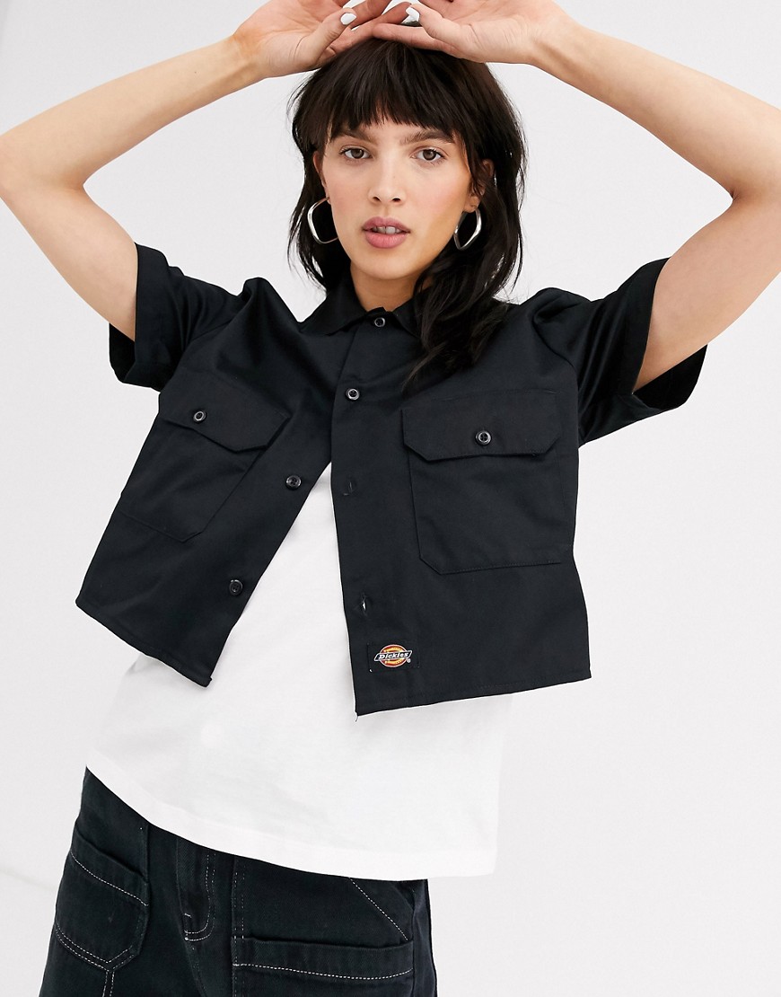 Dickies cropped shirt with front pockets and logo tab