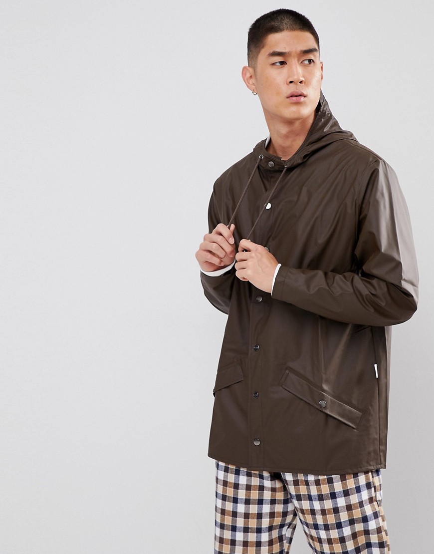 Rains Short Waterproof Jacket in Brown - Brown