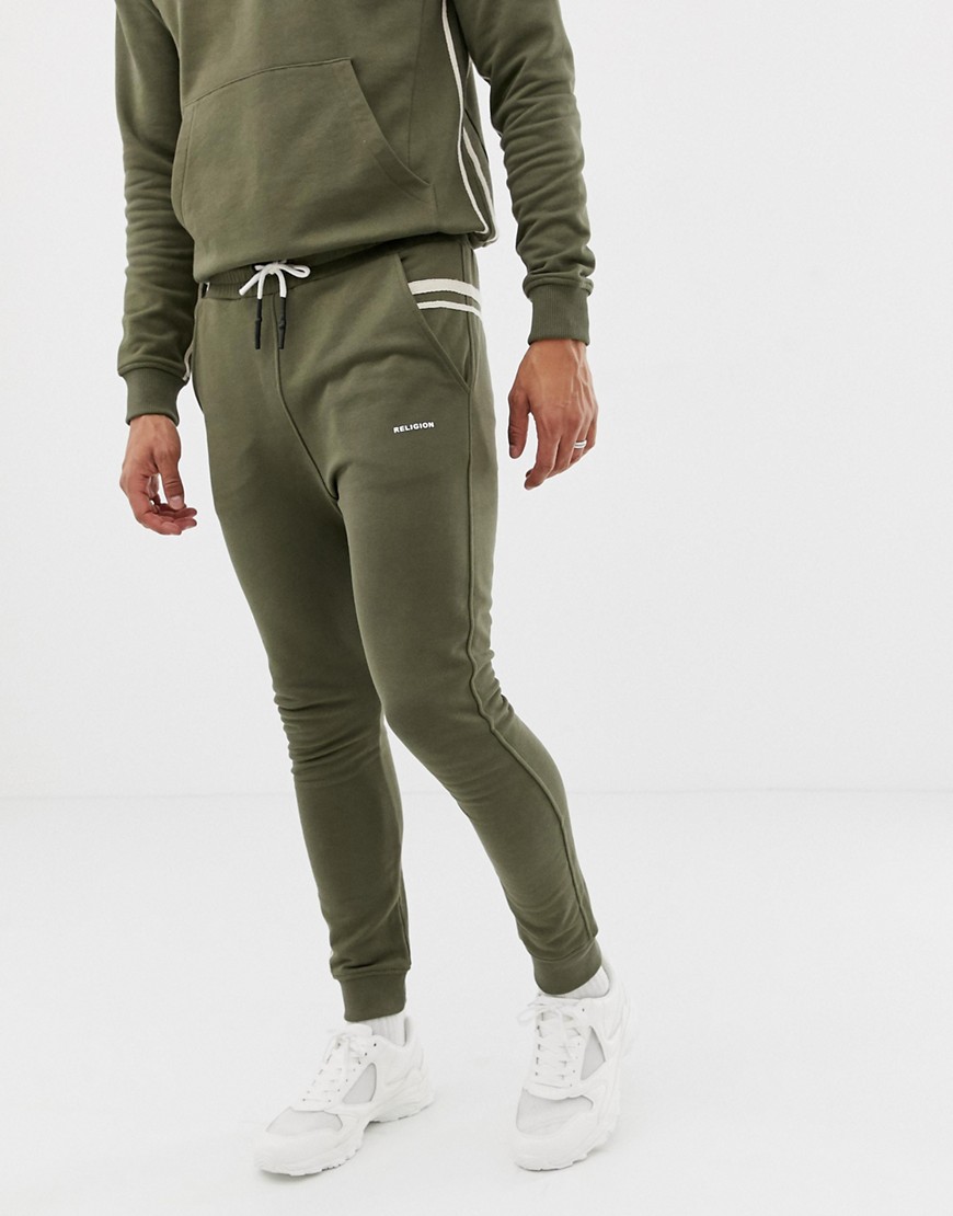 Religion skinny fit joggers with taping
