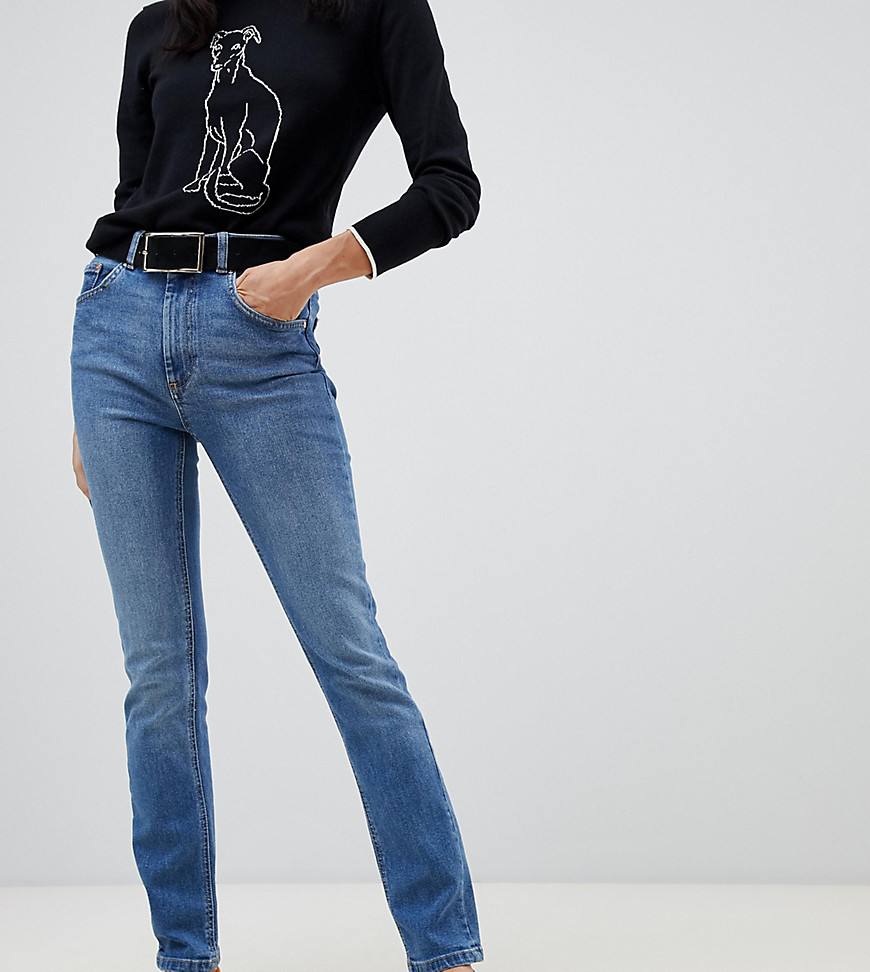 Warehouse high waisted sculpting skinny jeans in mid wash