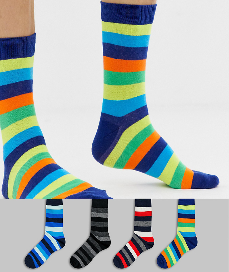 Jack & Jones 4 pack multi block stripe sock