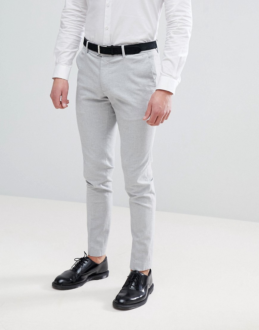 Selected Homme Skinny Smart Trousers - Grey melange