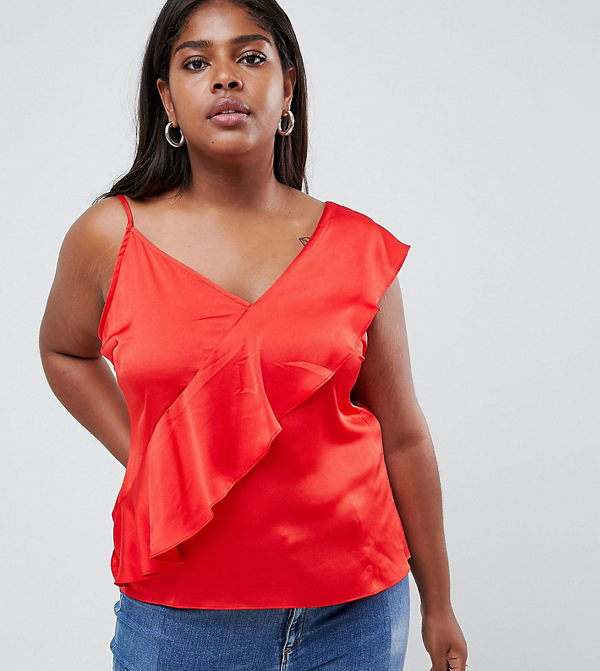 Glamorous Curve cami top with ruffle layer in satin