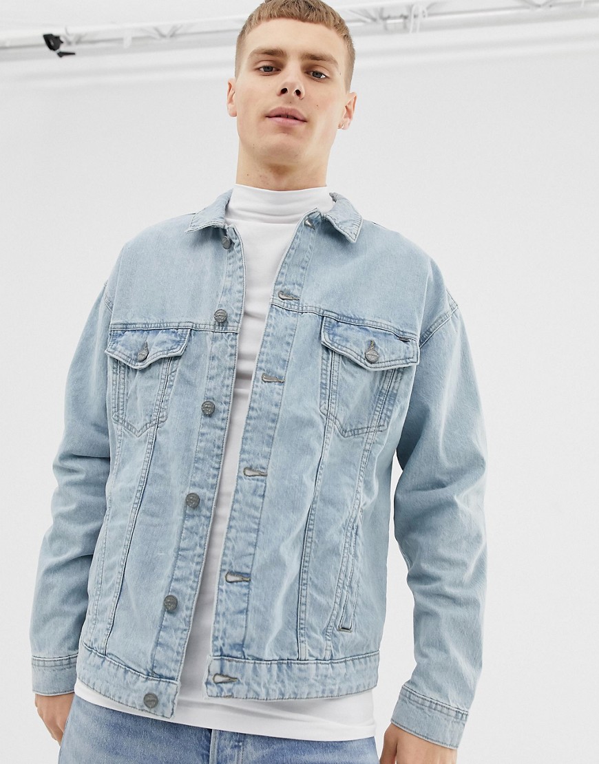 Only & Sons denim jacket with painted arm stripe