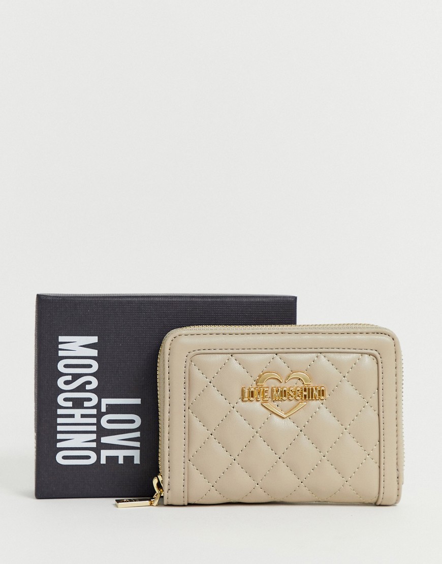 Love Moschino quilted dove grey coin purse