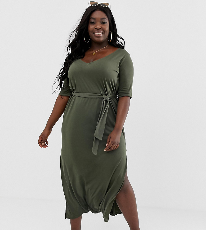 ASOS DESIGN Curve soft touch belted maxi dress