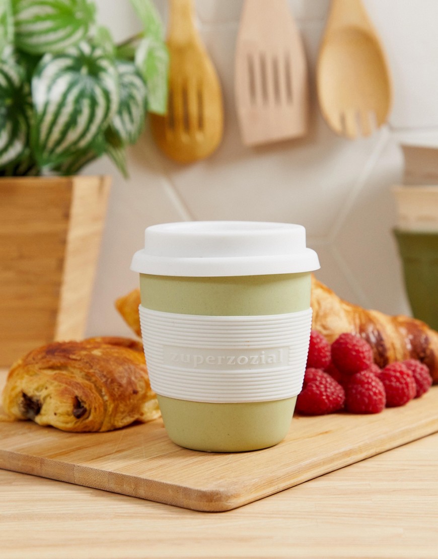 Zuperzozial bamboo biodegradable hot drink travel cup in green
