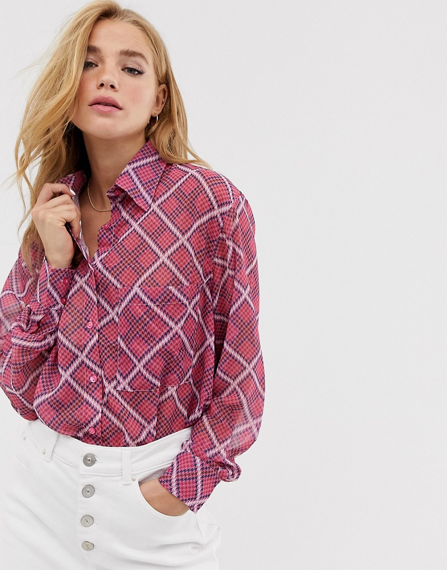 Glamorous button down shirt in houndstooth