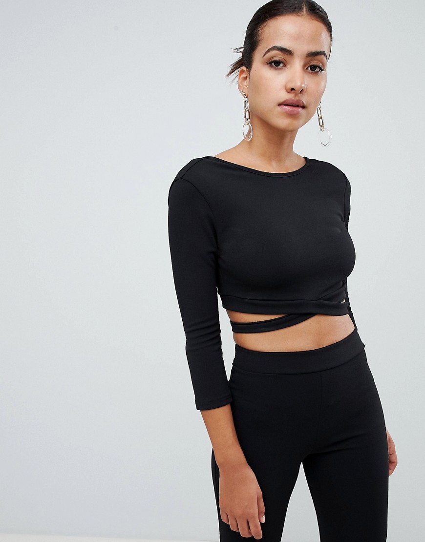 Club L cut out side crop top with open back